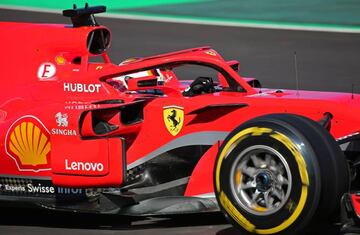 the Ferrari of Sebastian Vettel during the Formula 1 tests at the Barcelona-Catalunya Circuit, on 06th March 2018, in Barcelona, Spain.