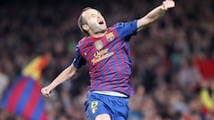 Iniesta, en uno de los 6.000 goles del Bar&ccedil;a.