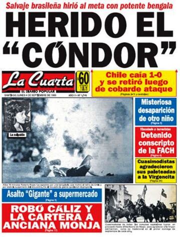 El 3 de septiembre de 1989 la selección chilena se retiró del estadio Maracaná, en el partido ante Brasil. Roberto Rojas se autoinfirió una herida aprovechando la caída de una bengala. El arquero fue suspendido de por vida. Chile fue castigado y no pudo participar en la Copa del Mundo Estados Unidos 1994.