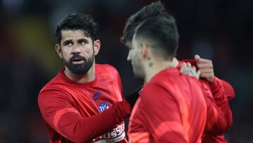 Diego Costa, antes del partido contra el Liverpool.