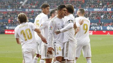 09/02/20 PARTIDO PRIMERA DIVISION OSASUNA - REAL MADRID GOL 1-2 SERGIO RAMOS ALEGRIA CASEMIRO