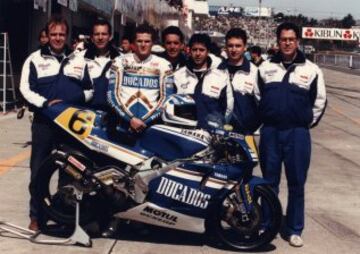 Garriga fue piloto entre 1984 y 1993. Logró un subcampeonato de 250cc en 1988 y tres victorias ese mismo año (en Portugal, Holanda y Chequia) además de un podio en 500cc, en Gran Bretala 92.