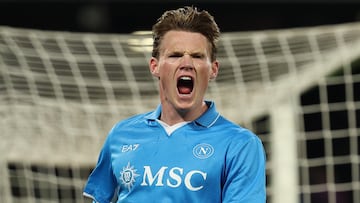 Napoli's Scott McTominay during the Serie A soccer match between Napoli and Inter at the Diego Armando Maradona Stadium in Naples, southern italy - Saturday , March 01 , 2025. Sport - Soccer .
(Photo by Alessandro Garofalo/LaPresse)