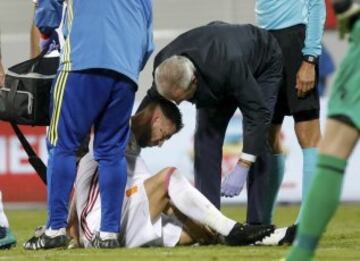 Sergio Ramos se retiró en el minuto 78' lesionado en la rodilla.