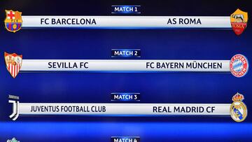 Resultado Sorteo Champions: Juve-Real Madrid, Barça-Roma y Sevilla-Bayern