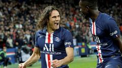 Paris Saint-Germain&#039;s Uruguayan forward Edinson Cavani (L) and Paris Saint-Germain&#039;s Senegalese midfielder Idrissa Gueye celebrate after a goal during the French L1 football match between Paris Saint-Germain (PSG) and Lyon (OL) at the Parc des P