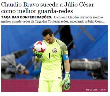 El medio portugués se refirió a la distinción que recibió Claudio Bravo. 