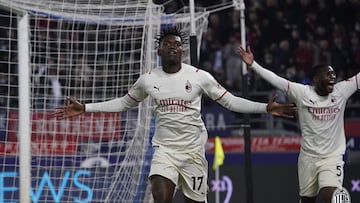 Rafael Leao celebra el primer tnanto del partido