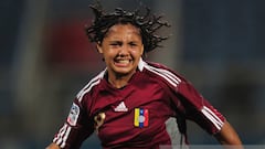 COUVA, TRINIDAD AND TOBAGO - SEPTEMBER 06:  Ysaura Viso of Venezuela celebrates after scoring during the FIFA U17 Women&#039;s World Cup Group C match between New Zealand and Venezuela at the Ato Boldon Stadium  on September 6, 2010 in Couva, Trinidad And Tobago.  (Photo by Shaun Botterill - FIFA/FIFA via Getty Images)