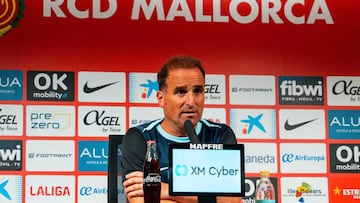 El entrenador del mallorca, Jagoba Arrasate, en rueda de prensa.
