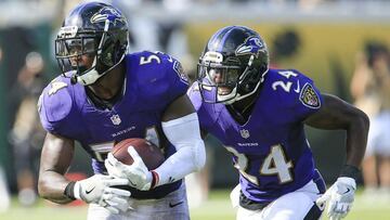 Sep 25, 2016; Jacksonville, FL, USA;  Baltimore Ravens cornerback Kyle Arrington (24) and inside linebacker Zach Orr (54) run after intercepting the ball during the second half of a football game against the Jacksonville Jaguarsat EverBank Field. The Baltimore Ravens won 19-17. Mandatory Credit: Reinhold Matay-USA TODAY Sports