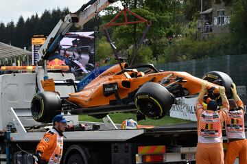 El accidente de Fernando Alonso en el GP de Bélgica