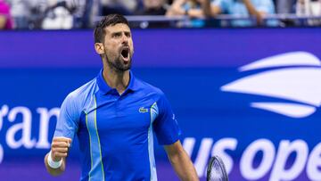 Novak Djokovic celebra un punto contra en el US Open.
