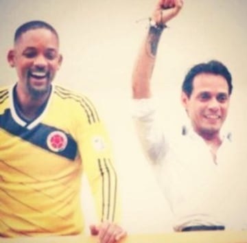 Las cámaras captaron al actor y cantante siempre con la camiseta de la Selección Colombia en 2014.