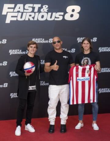Griezmann, Vin Diesel y Filipe Luis.