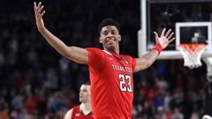 MINNEAPOLIS, MINNESOTA - APRIL 06: Jarrett Culver #23 of the Texas Tech Red Raiders celebrates late in the second half against the Michigan State Spartans during the 2019 NCAA Final Four semifinal at U.S. Bank Stadium on April 6, 2019 in Minneapolis, Minn