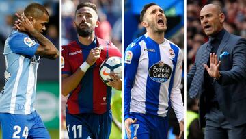 Málaga, Levante, Deportivo y Las Palmas afrontan una jornada decisiva por la permanencia.