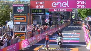 Luka Pibernik celebrates Giro stage win one lap too early