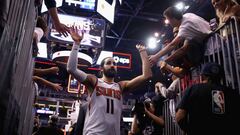 PHOENIX, ARIZONA - NOVEMBER 04: Ricky Rubio #11 of the Phoenix Suns high fives fans following the NBA game against the Philadelphia 76ers at Talking Stick Resort Arena on November 04, 2019 in Phoenix, Arizona. The Suns defeated the 76ers 114-109. NOTE TO USER: User expressly acknowledges and agrees that, by downloading and/or using this photograph, user is consenting to the terms and conditions of the Getty Images License Agreement   Christian Petersen/Getty Images/AFP
 == FOR NEWSPAPERS, INTERNET, TELCOS &amp; TELEVISION USE ONLY ==