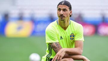 Zlatan Ibrahimovic, en un entrenamiento con la selección de Suecia durante la Eurocopa 2016.