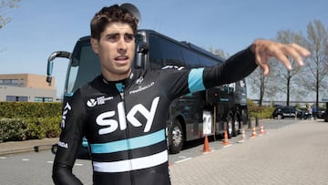 Mikel Landa, con el maillot de Sky en Apeldoorn.