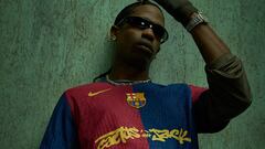 Travis Scott, en la camiseta del Barça en el Clásico