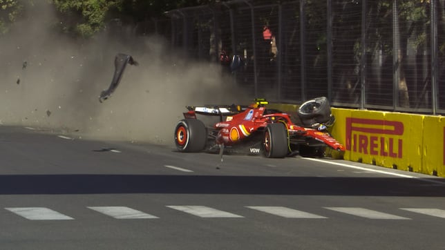 Así fue el choque entre Checo Pérez y Carlos Sainz en el GP de Azerbaiyán