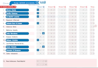 Elige 8 de La Quiniela jornada 19 - 8/11/25  