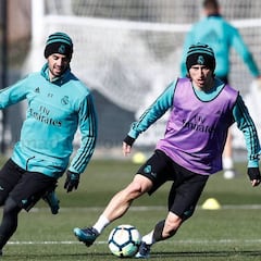 Álvaro Tejero y Darío Ramos se entrenan con el primer equipo
