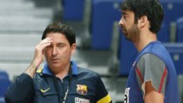 Juan Carlos Navarro, durante el entrenamiento previo de los azulgrana horas antes de la final.