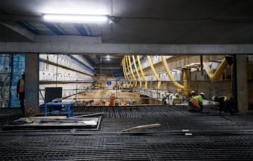 Las obras en las entrañas del estadio. 