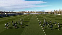 GRAF6784. MADRID, 14/12/2018.- Los jugadores del Real Madrid durante el entrenamiento realizado hoy en la Ciudad Deportiva de Valdebebas para preparar el partido de la d&eacute;cima sexta jornada de Liga de Primera Divisi&oacute;n, que el conjunto blanco 