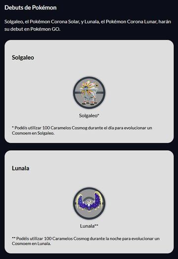 Una de las grandes novedades del evento Eclipse Astral es la llegada de Solgaleo y Lunala a Pokémon GO