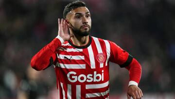 Taty Castellanos of Girona FC celebrates after scoring the 1-0 during the La Liga match between Girona FC and UD Almeria played at Montilivi Stadium on February 17, 2023 in Girona, Spain. (Photo by Bagu Blanco / PRESSIN)