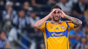 Andre-Pierre Gignac of Tigres during the 12th round match between Monterrey and Tigres UANL as part of the Liga BBVA MX, Torneo Apertura 2024 at BBVA Bancomer Stadium on October 19, 2024 in Monterrey, Nuevo Leon, Mexico.