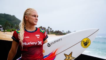 OAHU, HAWAII - FEBRUARY 17: Tatiana Weston-Webb of Brazil after surfing in Heat 7 of the Round of 16 at the Hurley Pro Sunset Beach on February 17, 2023 at Oahu, Hawaii. (Photo by Tony Heff/World Surf League)