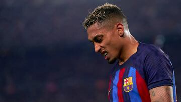 Raphinha, en un instante del partido ante el Girona en el Camp Nou.