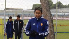 Shinji Kagawa, durante un entrenamiento del Real Zaragoza.