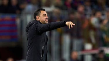 Xavi, durante el Clásico.