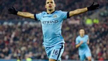 Goleada del City en Sunderland con doblete del Kun Agüero