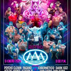 Cartel completo para Triple A Retro en el Gimnasio Olímpico Juan de la Barrera