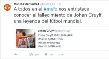 El mundo del deporte despide a Johan Cruyff en las redes sociales