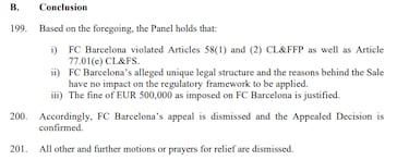 El TAS ratifica la sanción al Barça por saltarse el Fair Play
