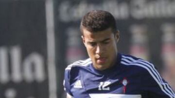 Rafinha durante un entrenamiento del Celta de Vigo.