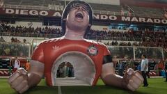 El espectacular homenaje de Argentinos a Maradona: la manga del estadio lleva su imagen
