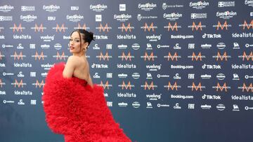 TURIN, ITALY - MAY 08: Singer Chanel attends the turquoise carpet of the 66th Eurovision Song Contest at Reggia di Venaria Reale on May 08, 2022 in Turin, Italy. (Photo by Daniele Venturelli/WireImage)