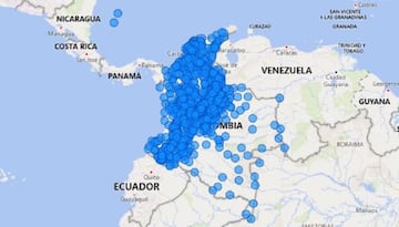 Mapa del coronavirus en Colombia.