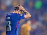 Jose Rivero of Cruz Azulduring the semi-finals second leg match between Tigres UANL and Cruz Azul, as part of the Liga BBVA MX, Torneo Apertura 2025 at Universitario Stadium, on December 06, 2025 in Monterrey, Nuevo Leon, Mexico.
