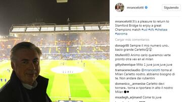 Ancelotti revoluciona Instagram con su foto en Stamford Bridge