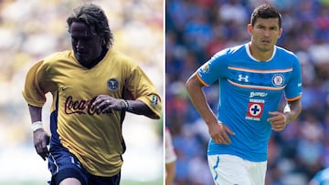 Luis 'Matador' Hernández (izq) y Francisco 'Maza' Rodríguez (der) en partidos con América y Cruz Azul respectivamente.